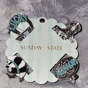 Sunday State Turquoise & Silver Western Themed Hair Clips Ls